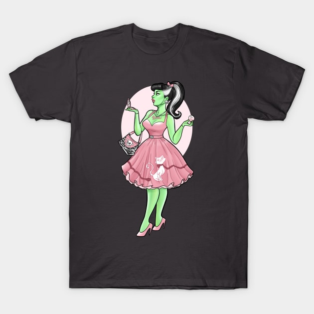 Pink Zombie pinup T-Shirt by Becca Whitaker